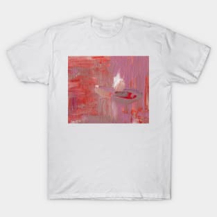 Abstract Oil Painting Waterlily Pink White Red T-Shirt